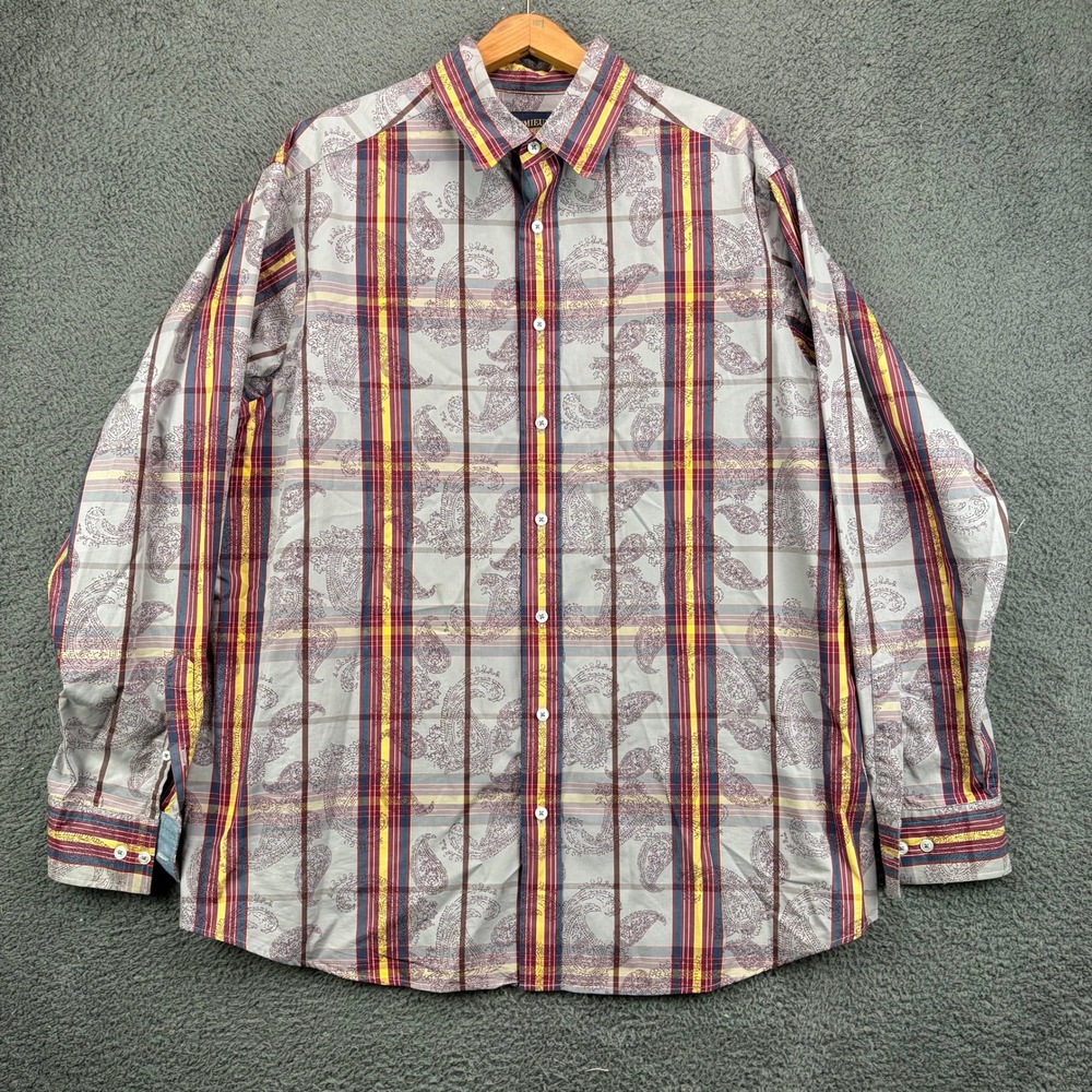Cremieux Premium Denim Mens XLT Button Down Shirt Multicolor Paisley Plaid